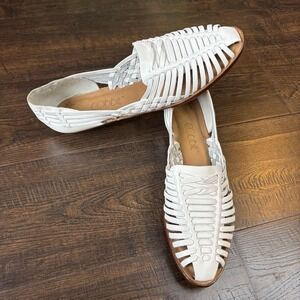 Cobbie RetroFlex White Huaraches Leather Weave Flats Women's Size 9.5 Narrow